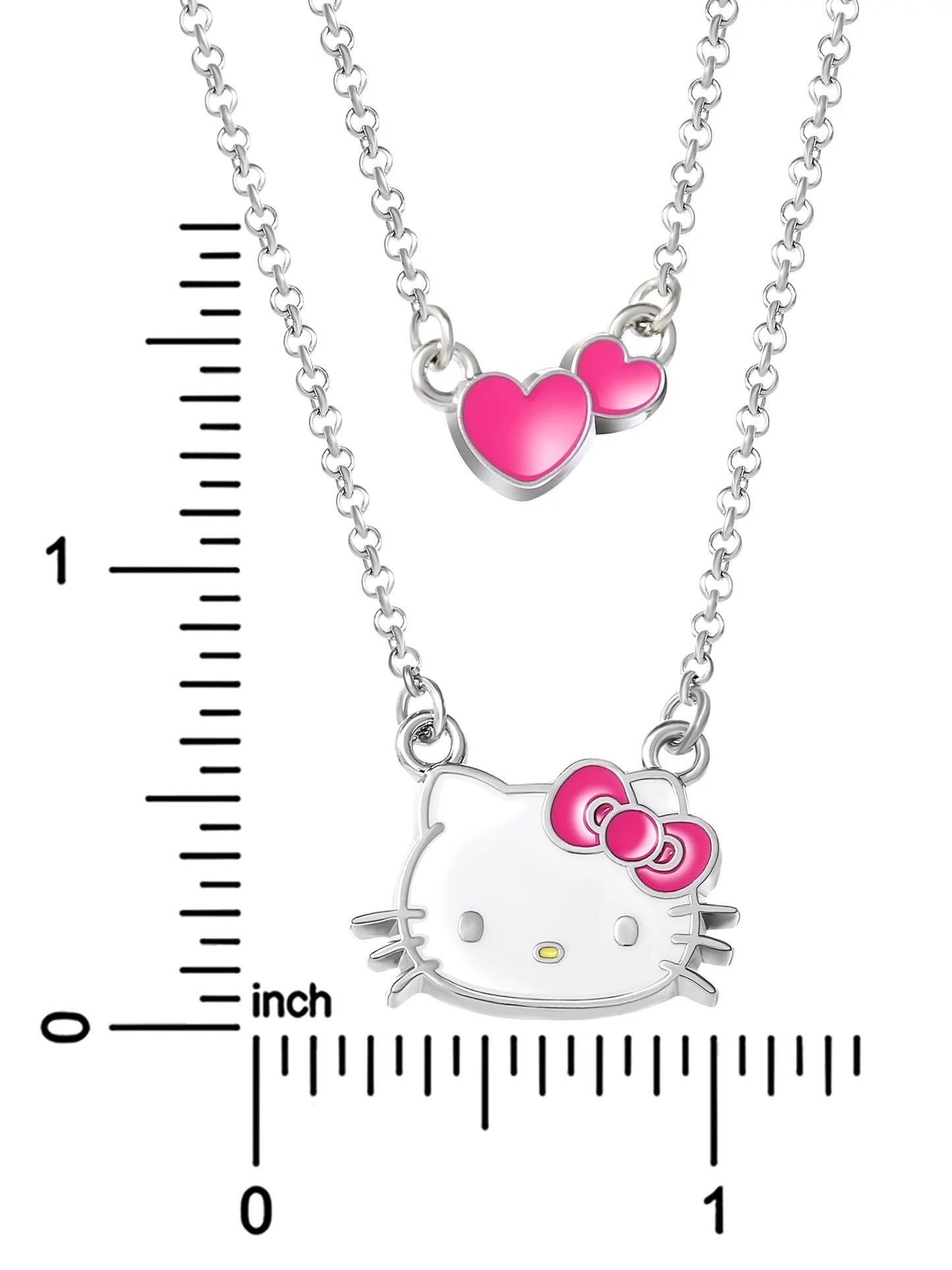 Sanrio Girl'S/Tween Silver-Tone Enamel Hearts Double Necklace