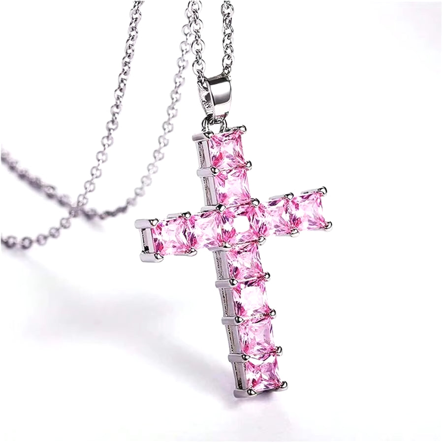 New Fashion Necklaces Female Pendants Gold Multi Color Crystal Jesus Cross Pendant for Women Necklace Party Leisure Time Jewelry