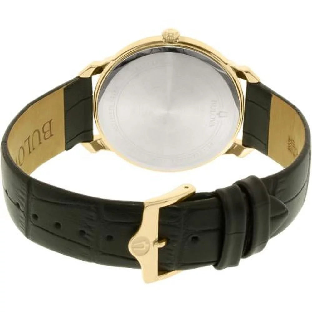 Men'S Gold Finish Watch with Leather Strap 97A123